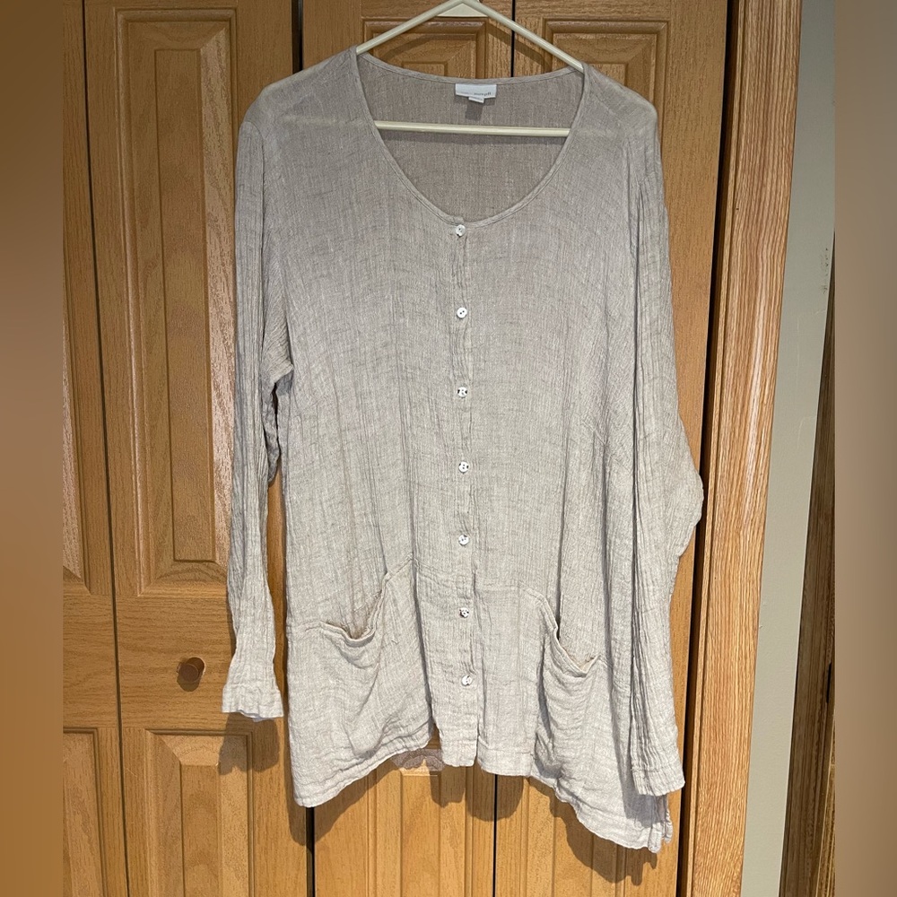 J. Jill Linen Button Down Tunic Relaxed Top